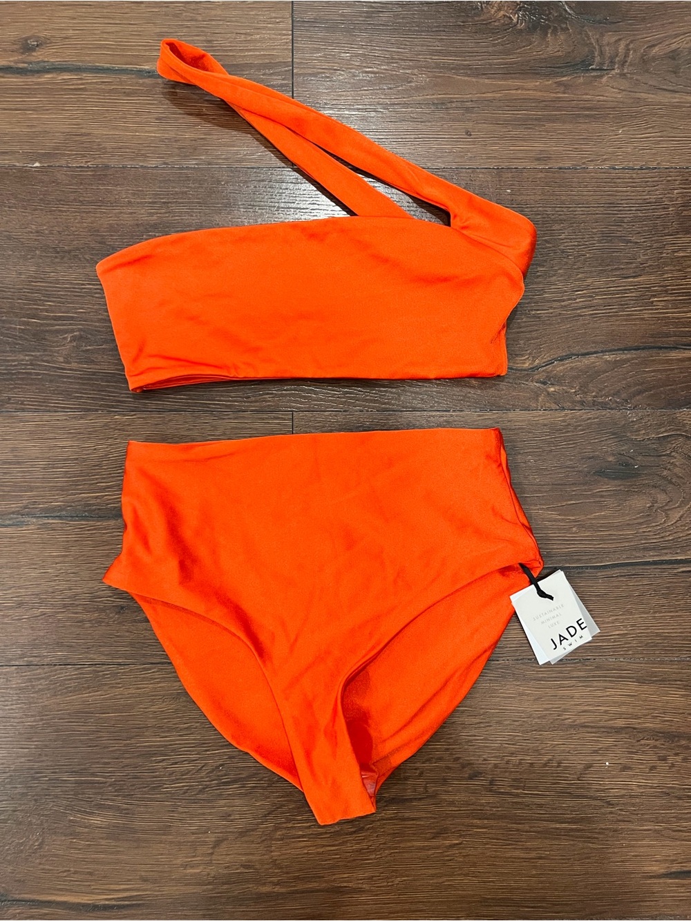 Jade One-Shoulder High-Waist Bikini Set - Orange